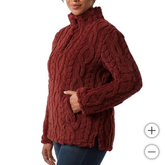 32 Degrees Tops - 32 Degrees Women's Cable Sherpa Pullover - Rust